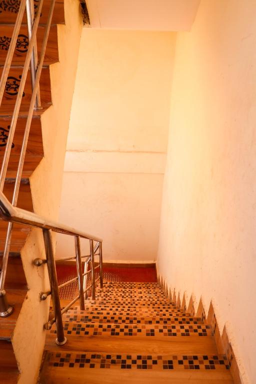 Hotel staircase with mosaic tiles
